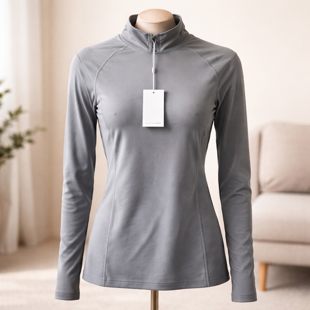 Nike Dri Fit Women's S Tall Golf Long Sleeve Mock Neck Shirt Gray ST NWT $80